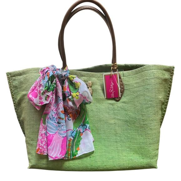 Lilly Pulitzer For Target Tote Green Pink Vacation Resortwear Preppy Beachy - Picture 1 of 10